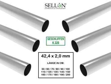 Rundrohr 42,4 x 2,0 mm nach Maß Geländerrohr Edelstahl Rohr - V2A matt gebürstet Korn 320
