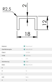 Aluminium Handlauf Verbinder 90 Grad Winkel Profil Nutrohr Abschlussleiste für Glasscheibe Glas Glasgeländer Balkongeländer AL-elox