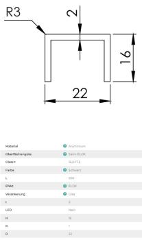 Aluminium Handlauf Verbinder 90 Grad Winkel Profil Nutrohr Abschlussleiste für Glasscheibe Glas Glasgeländer Balkongeländer AL-elox