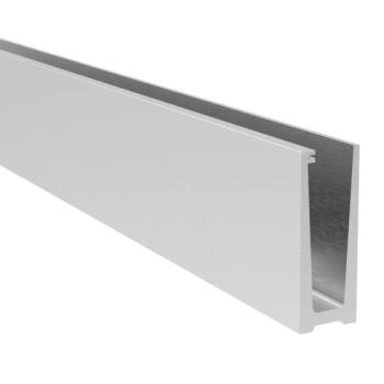 Aluminium Ganzglasgeländer U-Bodenprofil 2500mm 1,0kN Glasgeländer Satin Elox- für aufgesetzte Montage