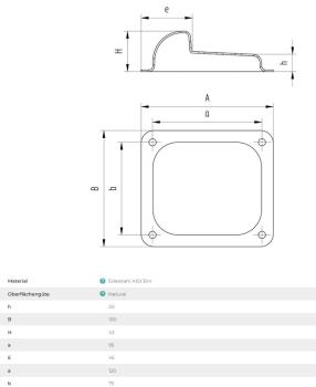 Edelstahl Mittelanschlag 120x100x42mm zum Schraubenmontage