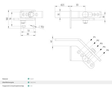 Stahl Halseisenband außeraxial - unter 120 kg verzinkt