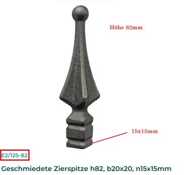 Metallspitze h82, b20x20, n15x15mm Zaunspitze Zierspitze Spitze