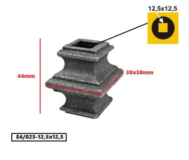 Steckelement für Stab 12x12 Schmiedeeisen Eisen Geländerstab Zaunelemente