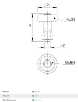 Stahl Gummi-Führungsrolle verzinkt ohne Halter