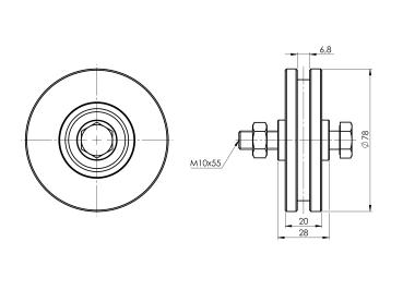 Schiebetorrolle Torrolle 80mm H-Rille Laufrolle ZN Rollen verzinkt