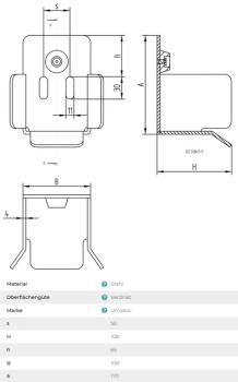 Stahl Unterauflageschuh  94x85, 90x95mm Stoßstangen verzinkt