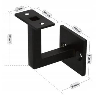 Preview: Handlaufhalter Handlaufträger Wand Holz RAL 9005 Schwarz flach eckig Stahl Black