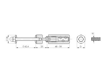 Edelstahl 6/8 mm Seilspanner Gabel Gewinde Drahtseil V2A Terminal 6-8 mm