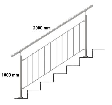 Geländer Edelstahl vertikal Reling Balustrade senkrecht SET Treppe Gelenk V2A
