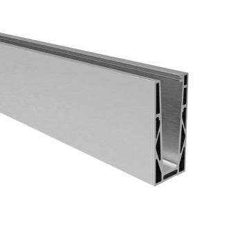 Aluminium Ganzglasgeländer U-Bodenprofil 2500mm 1,0kN ECO Glasgeländer Satin Elox
