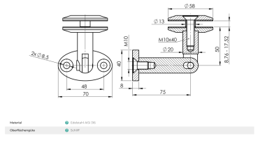 Preview: Untere Verankerung Glasvordach Edelstahl Vordachhalter für Glas 8,76-17,52 V4A Preview: Untere Verankerung Glasvordach Edelstahl Vordachhalter für Glas 8,76-17,52 V4A