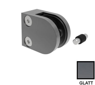 Glashalter Zamak Glasklemme Zink RAL Geländer RAL7016 Anthrazit halbrund Pfosten Glatt