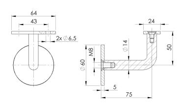 Wandhandlauf Handlauf Holz Natural Eiche Rohr 40x40 Wandhalterungen Edelstahl Handlaufträger 200cm Treppengeländer Treppe