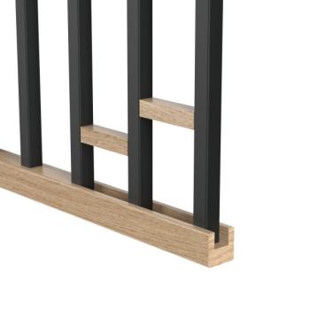 Preview: Harfengeländer Lamellen Wand Profil Schutzgitter Stahl Schwarz Holz Vertikal RAL