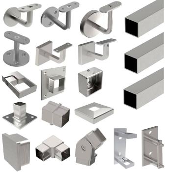 Geländer Komponenten 40x40 Eckig Handlaufhalter Profil Wandnanker Edelstahl V2A