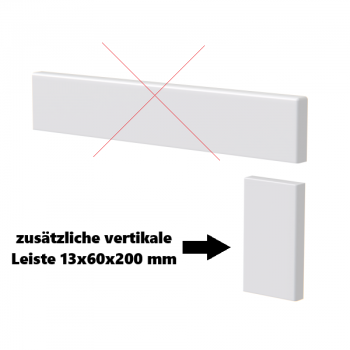 Zusätzliche vertikale Leiste für SET Treppenleiste WEIß Sockel Treppenprofil 90 Grad Abdeckleiste Holzprofil MDF weiß Treppe