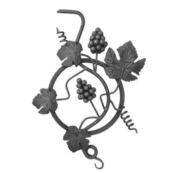 Schmiedeeisen Ornament 3D Stahlrosette Zierornament Weintraube h480, b350, 12x12