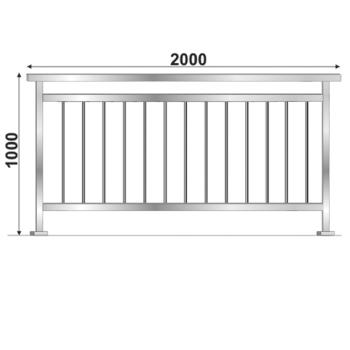 Edelstahl Relinggeländer vertikal Set 40x40x2mm AISI304 Set L=2000mm