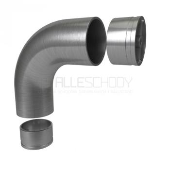 Verbinder 90 Grad für Holzhandlauf 42,4 mm Rundbogen Fitting mit Adapter Edelstahl V2A Holzhandlauf Holzadapter