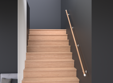 Wandhandlauf Handlauf weiss Holz Eiche Rohr massiv 42,4 Wandhalterungen Edelstahl Handlaufträger weiß Treppengeländer Treppe