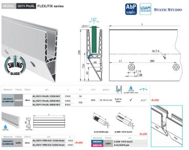 Aluminium Ganzglasgeländer Y-Bodenprofil vorgesetzt 2500mm 2,0kN Glasgeländer Natural Elox