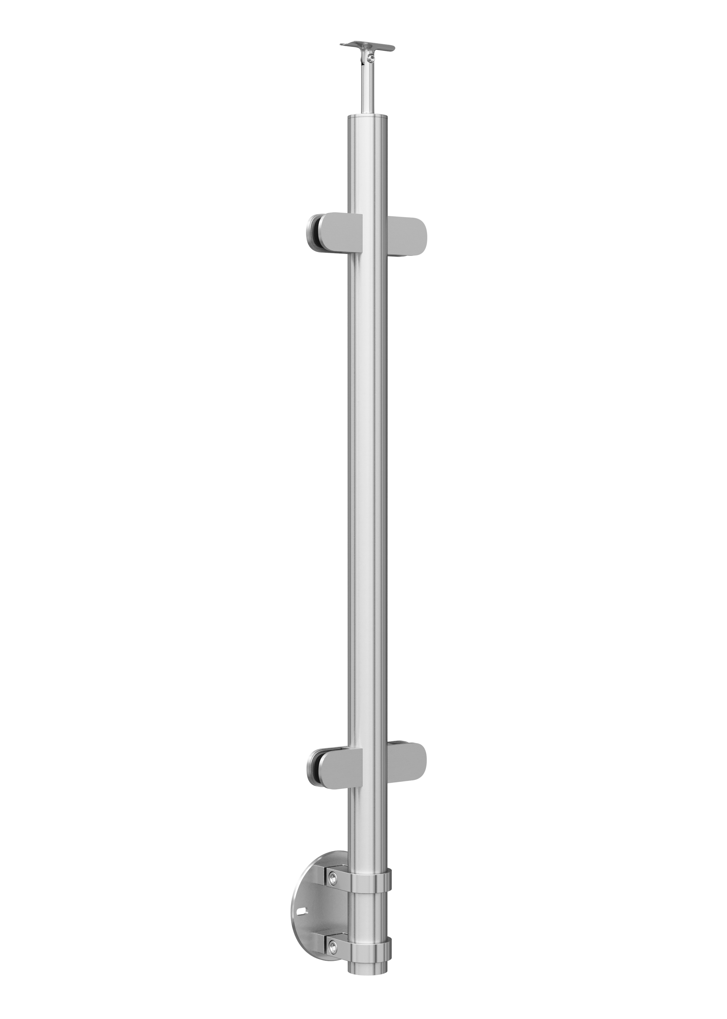 PMC Edelstahl Geländer Pfosten RR 42,4 Mit Eck 135° Glashalter V2A