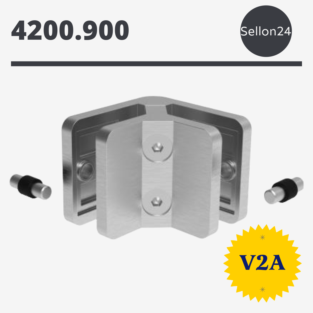 Sellon24 Glasklemmen Set 4 Stück Edelstahl V2A - Halter Für Glas 6-10,76mm Mit Gummieinlage Und Sicherungsplatte