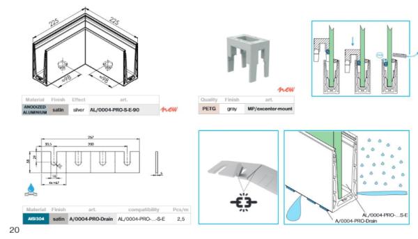 Aluminium Bodenprofil für Ganzglasgeländer U-Bodenprofil 2500mm 3,0kN  Glasgeländer Satin Elox