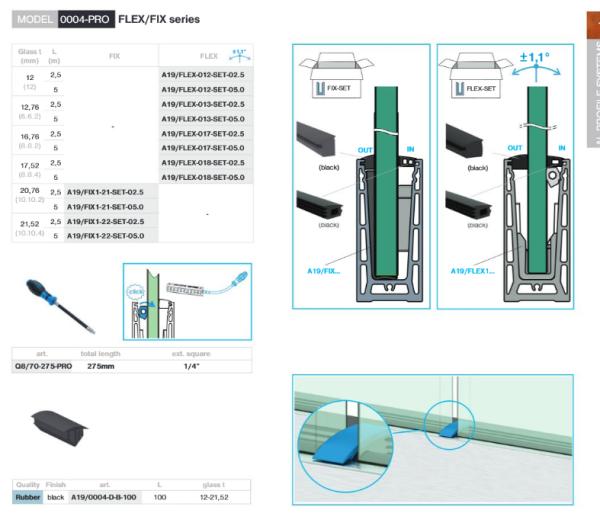 Aluminium Bodenprofil für Ganzglasgeländer U-Bodenprofil 2500mm 3,0kN  Glasgeländer Satin Elox