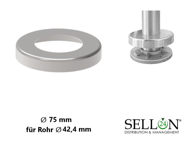 Edelstahl Abdeckrosette 75 mm für Pfosten Abdeckung für Rohr 42,4 Rosette V2A