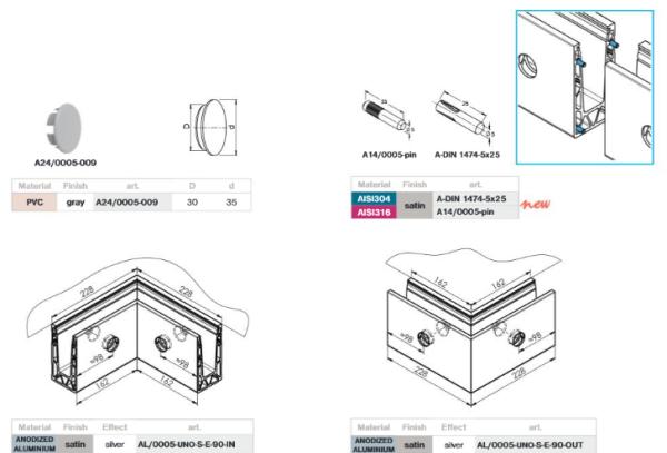 Aluminium Ganzglasgeländer U-Bodenprofil vorgesetzt 2500mm 1,0kN Glasgeländer Satin Elox