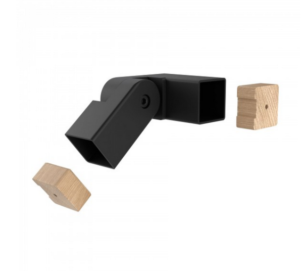 Edelstahl Verbinder mit Gelenk 40x40mm + Holz Adapter RAL pulverbeschichtet schwarz anthrazit Loft Geländer