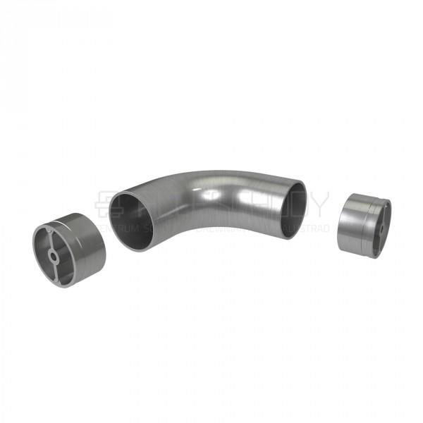 Verbinder 90 Grad für Holzhandlauf 42,4 mm Rundbogen Fitting mit Adapter Edelstahl V2A Holzhandlauf Holzadapter