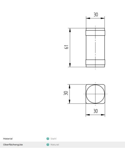 Stahl Anschweißstück für Halseisenbänder 30x30mm, D30mm