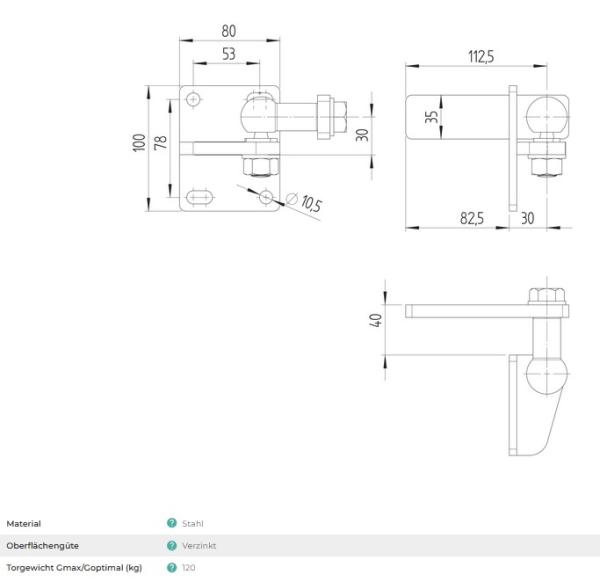 Stahl Halseisenband außeraxial - ober 120 kg verzinkt