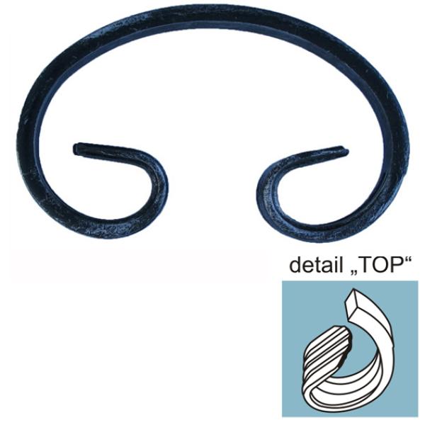 C Schnörkel für Zaun Zaunschnörkel Schmiedeeisen h230, b125, 12x6mm