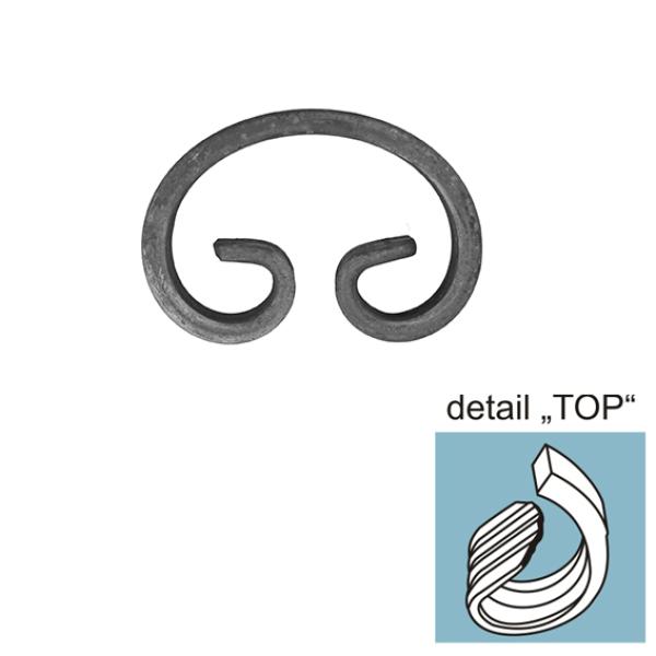 C Schnörkel für Zaun Zaunschnörkel Schmiedeeisen h230, b125, 12x6mm