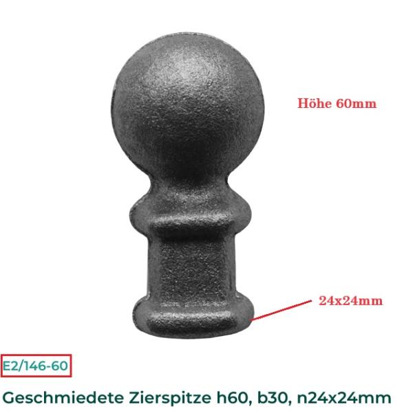 Metallspitze h60, b30, n24x24mm Zaunspitze Zierspitze Spitze