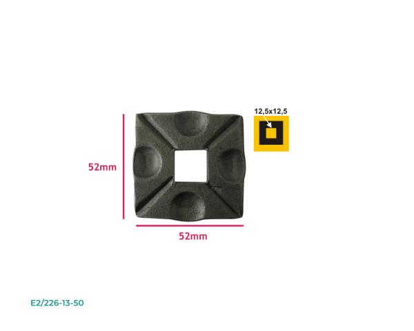 Stahl Rosette 52x52 Zierteil Abdeckung Zaundekoration Zierelement Zaun Abdeckrosette