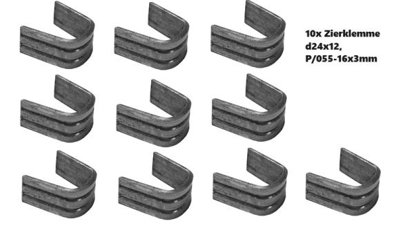 10x Zierklemme U-Bunde d24x12, P/055-16x3mm