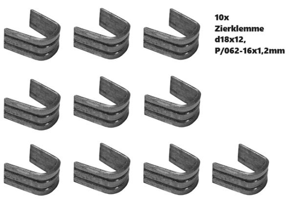 10x Zierklemme U-Bunde d18x12, P/062-16x1,2mm