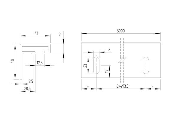 Aluminium Konsolen 3 Meter lang montagewinkel