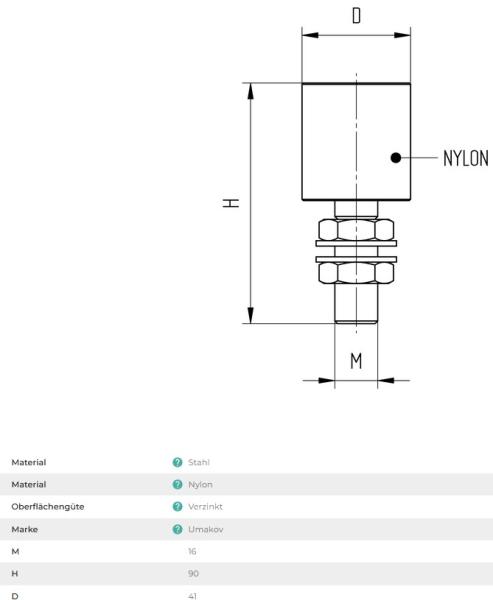 Stahl Nylon-Führungsrolle verzinkt ohne Halter D42mm, weiß