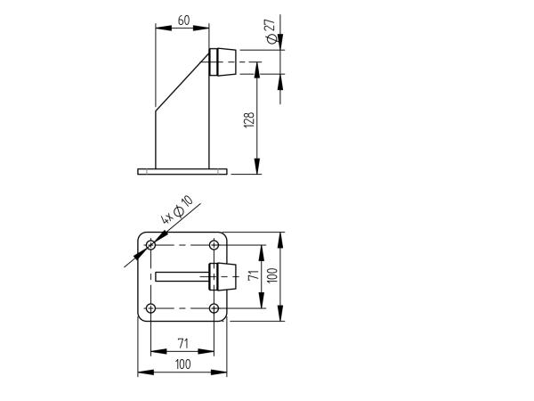 Edelstahl Torstopper zum Aufschrauben 60x130mm, INOX