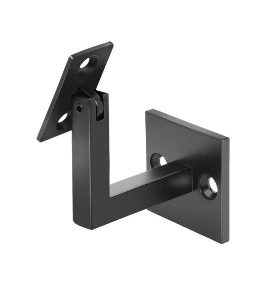 Handlaufhalter Handlaufträger Wand Treppen RAL 9005 Schwarz flach eckig Stahl mit Gelenk