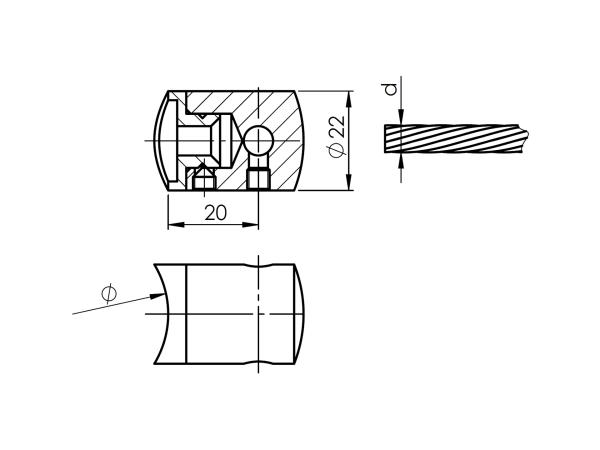 Drahtseilhalter für Pfosten ∅ 42.4 Seilhalter Querstabhalter Edelstahl AISI 316 Kabel 3 mm