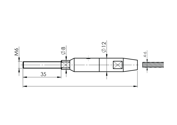 Edelstahl 4/5/6 mm Schraubterminal V4A Drahtseilterminal Gewindeterminal AISI Walzterminal