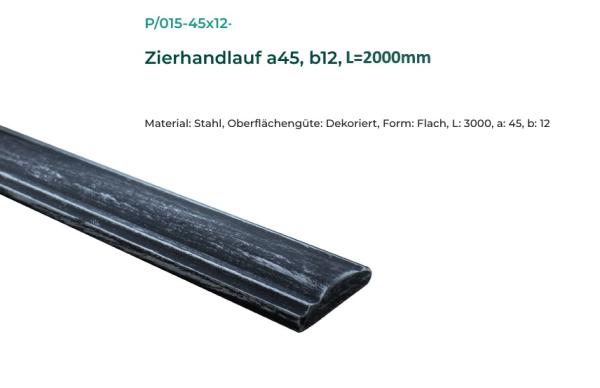 Zierhandlauf 45x12x2000mm Volle Handläufe Stahl Handlauf Flacheisen Geländer