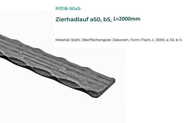 Zierhandlauf 50x5x2000 Volle Handläufe Stahl Handlauf Flacheisen Geländer